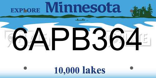 6APB364 Minnesota License Plate
