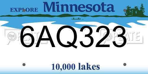 6AQ323 Minnesota License Plate