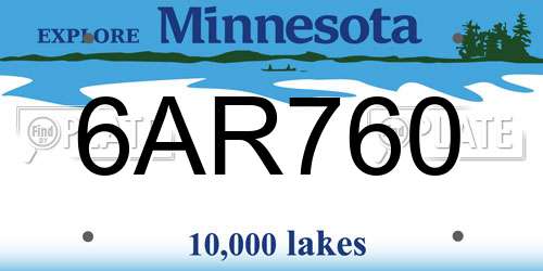 6AR760 Minnesota License Plate