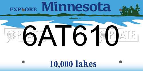 6AT610 Minnesota License Plate