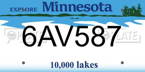 6AV587 Minnesota License Plate