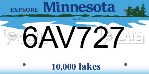 6AV727 Minnesota License Plate