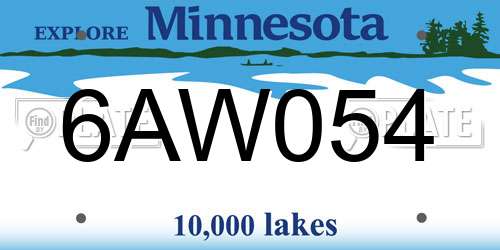 6AW054 Minnesota License Plate