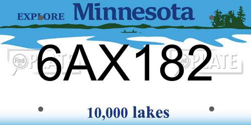 6AX182 Minnesota License Plate