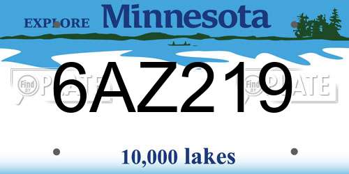 6AZ219 Minnesota License Plate