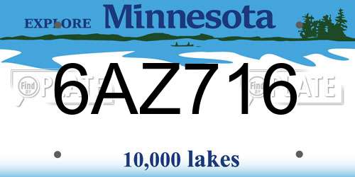 6AZ716 Minnesota License Plate