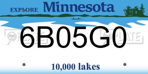 6B05G0 Minnesota License Plate