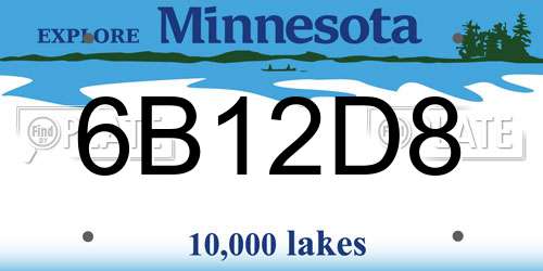 6B12D8 Minnesota License Plate