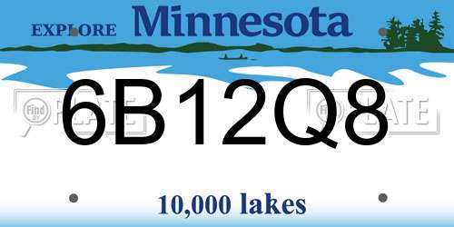 6B12Q8 Minnesota License Plate