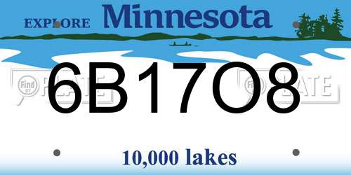 6B17O8 Minnesota License Plate