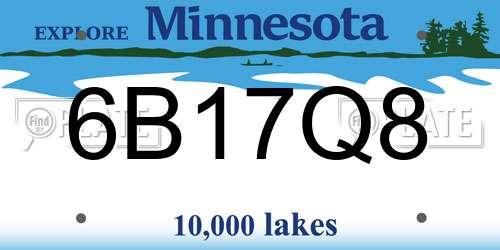 6B17Q8 Minnesota License Plate