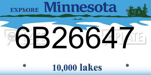 6B26647 Minnesota License Plate