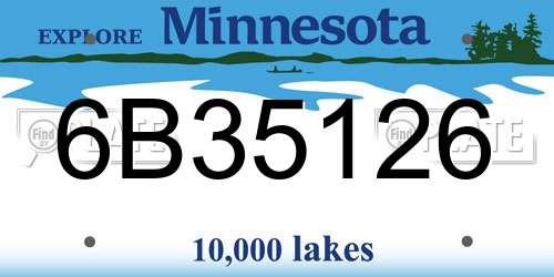 6B35126 Minnesota License Plate