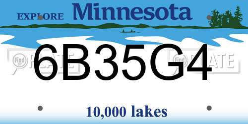 6B35G4 Minnesota License Plate