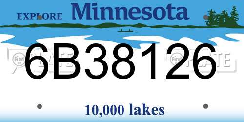 6B38126 Minnesota License Plate