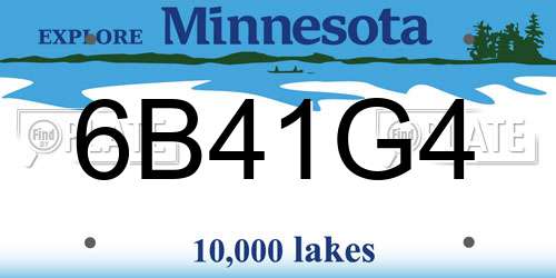 6B41G4 Minnesota License Plate