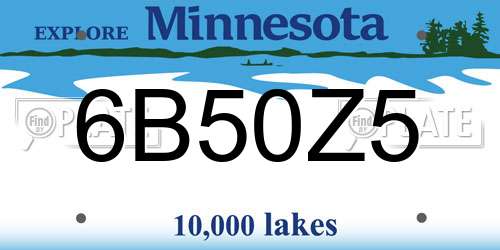 6B50Z5 Minnesota License Plate