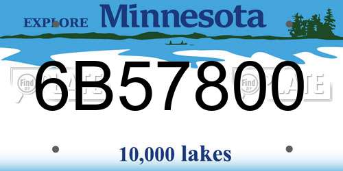 6B57800 Minnesota License Plate