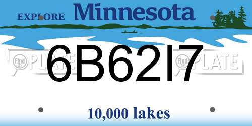 6B62I7 Minnesota License Plate