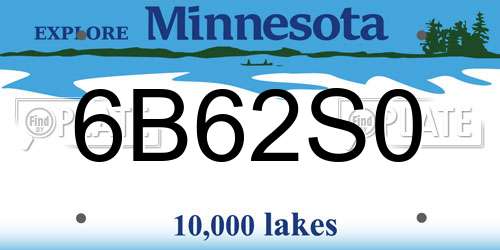 6B62S0 Minnesota License Plate