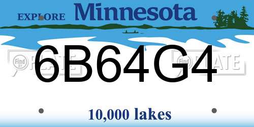 6B64G4 Minnesota License Plate