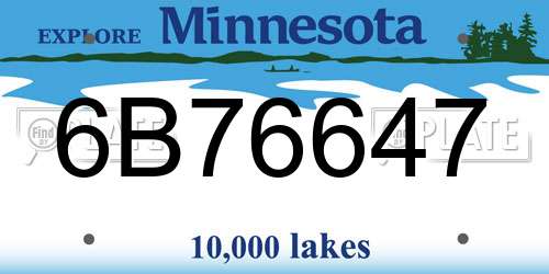 6B76647 Minnesota License Plate