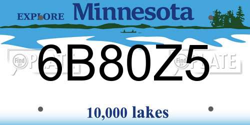6B80Z5 Minnesota License Plate