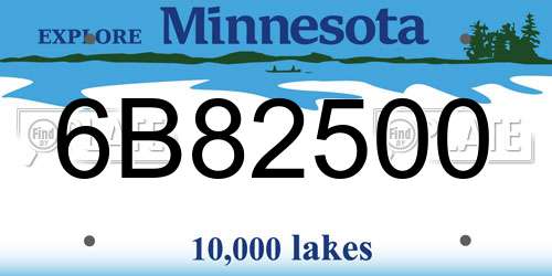 6B82500 Minnesota License Plate