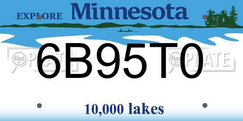 6B95T0 Minnesota License Plate