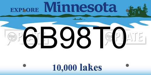 6B98T0 Minnesota License Plate