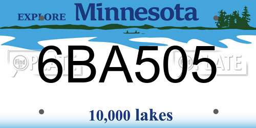 6BA505 Minnesota License Plate