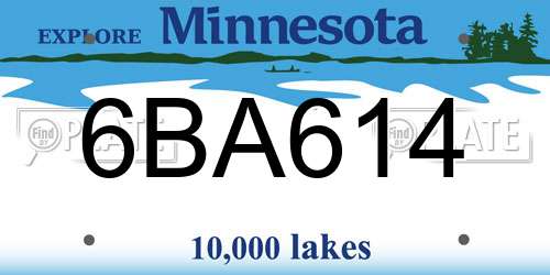 6BA614 Minnesota License Plate