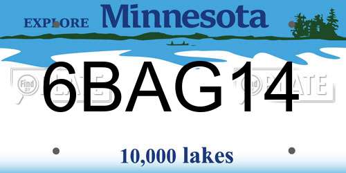 6BAG14 Minnesota License Plate