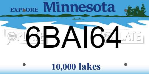 6BAI64 Minnesota License Plate