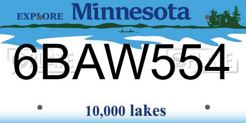 6BAW554 Minnesota License Plate