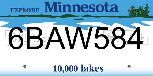 6BAW584 Minnesota License Plate