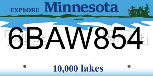 6BAW854 Minnesota License Plate