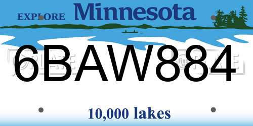 6BAW884 Minnesota License Plate