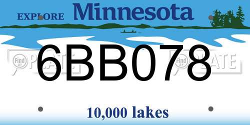 6BB078 Minnesota License Plate