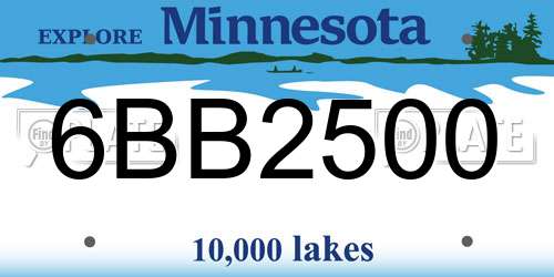 6BB2500 Minnesota License Plate