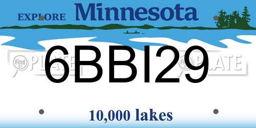 6BBI29 Minnesota License Plate