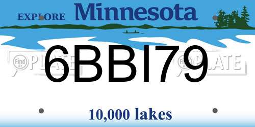 6BBI79 Minnesota License Plate