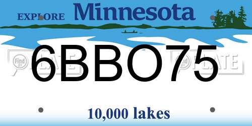 6BBO75 Minnesota License Plate