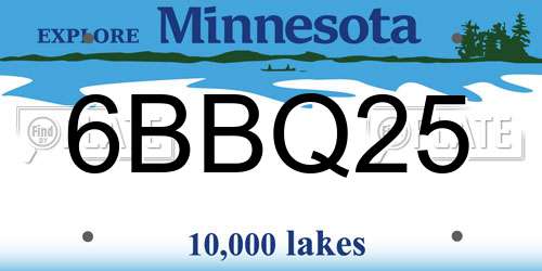 6BBQ25 Minnesota License Plate