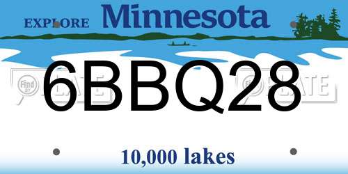 6BBQ28 Minnesota License Plate