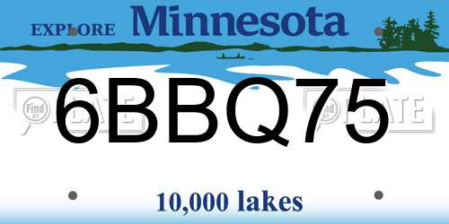 6BBQ75 Minnesota License Plate