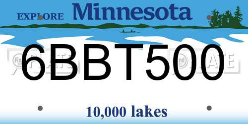 6BBT500 Minnesota License Plate