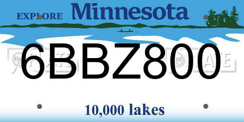 6BBZ800 Minnesota License Plate