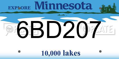 6BD207 Minnesota License Plate