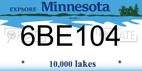 6BE104 Minnesota License Plate